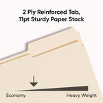 Reinforced Tab Manila File Folders, 1/3-Cut Tabs: Assorted, Letter Size, 0.75" Expansion, 11-pt Manila, 100/Box