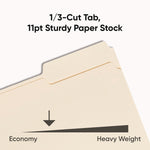 Manila File Folders, 1/3-Cut Tabs: Assorted, Letter Size, 0.75" Expansion, Manila, 100/Box