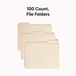Reinforced Tab Manila File Folders, 1/3-Cut Tabs: Assorted, Letter Size, 0.75" Expansion, 11-pt Manila, 100/Box