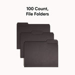 Interior File Folders, 1/3-Cut Tabs: Assorted, Letter Size, 0.75" Expansion, Black/Gray, 100/Box