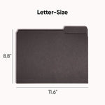 Interior File Folders, 1/3-Cut Tabs: Assorted, Letter Size, 0.75" Expansion, Black/Gray, 100/Box