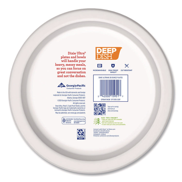 Deep Dish Paper Plate, 9.56" dia, Blue/Yellow, 18/Pack