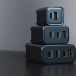 65 W 3-Port GaN Wall Charger, Black/Gray