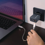 65 W 3-Port GaN Wall Charger, Black/Gray