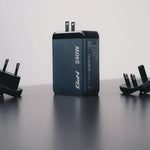 240 W 4-Port GaN Wall Charger, Black/Gray