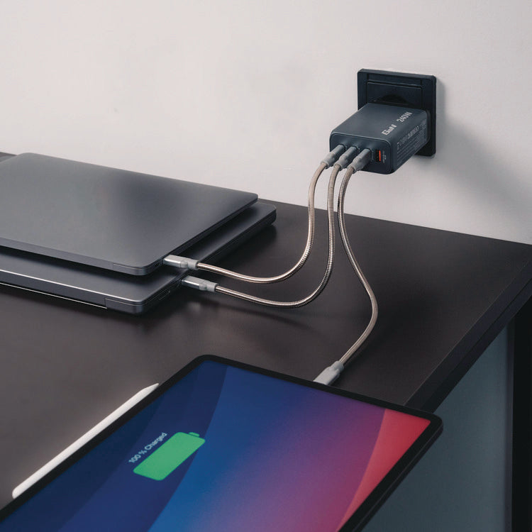 240 W 4-Port GaN Wall Charger, Black/Gray