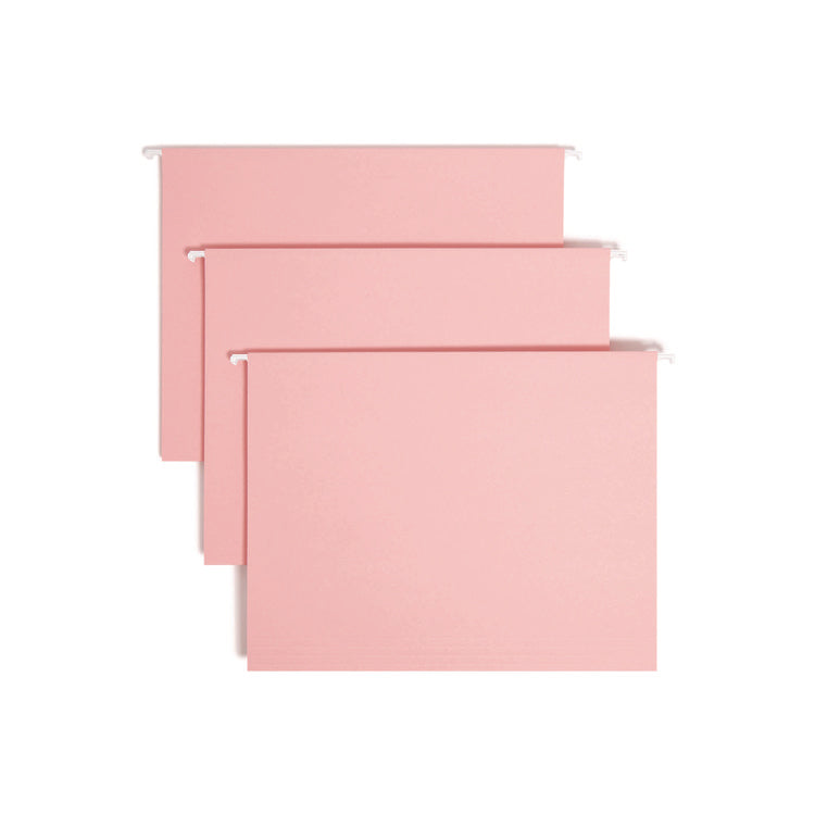 Colored Hanging File Folders with 1/5 Cut Tabs, Letter Size, 1/5-Cut Tabs, Pink, 25/Box