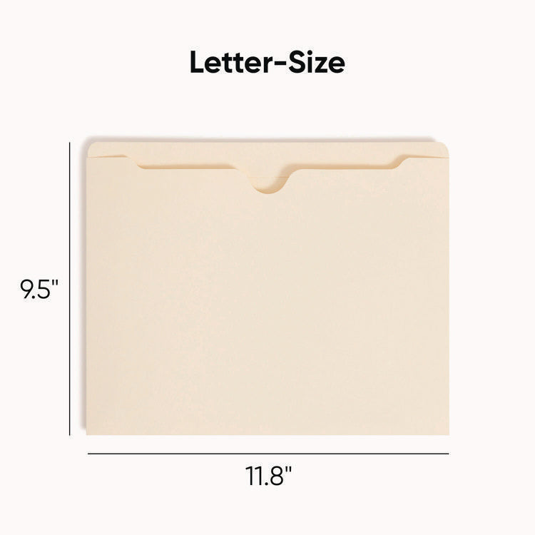 Manila File Jackets, 2-Ply Straight Tab, Letter Size, Manila, 100/box