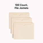 Manila File Jackets, 2-Ply Straight Tab, Letter Size, Manila, 100/box