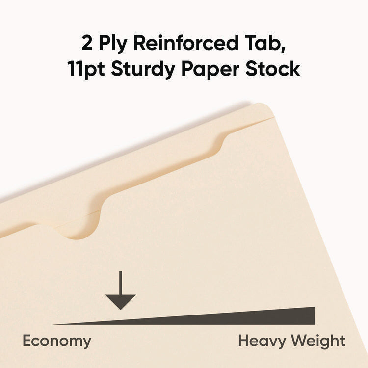 Manila File Jackets, 2-Ply Straight Tab, Letter Size, Manila, 100/box