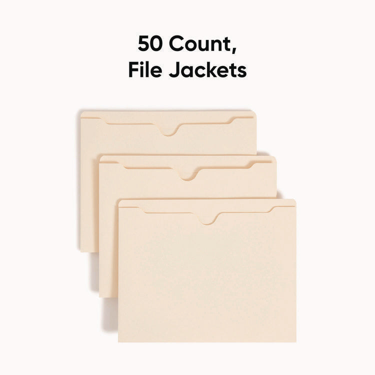 Manila File Jackets, 2-Ply Straight Tab, Letter Size, Manila, 50/box