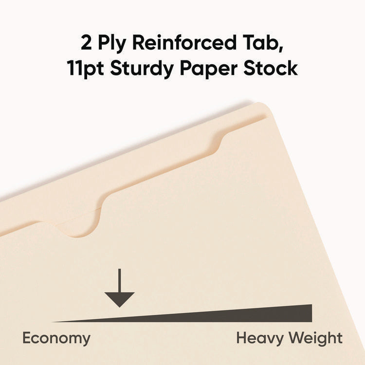 Manila File Jackets, 2-Ply Straight Tab, Letter Size, Manila, 50/box