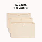 Manila File Jackets, 2-Ply Straight Tab, Legal Size, Manila, 50/box