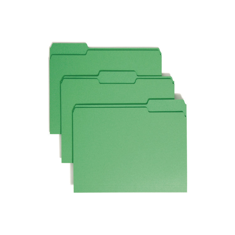 Colored File Folders, 1/3-Cut Tabs: Assorted, Letter Size, 0.75" Expansion, Green, 100/Box