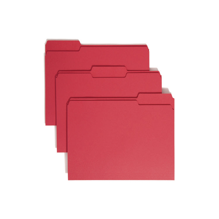 Colored File Folders, 1/3-Cut Tabs: Assorted, Letter Size, 0.75" Expansion, Red, 100/Box