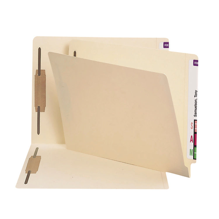 End Tab Fastener Folders with Reinforced Straight Tabs, 11-pt Manila, 2 Fasteners, Letter Size, Manila Exterior, 250/Box