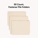 Fastener Folder with Divider, 0.75" Expansion, 1 Divider, 4 Fasteners, Letter Size, Manila Exterior, 50/Box