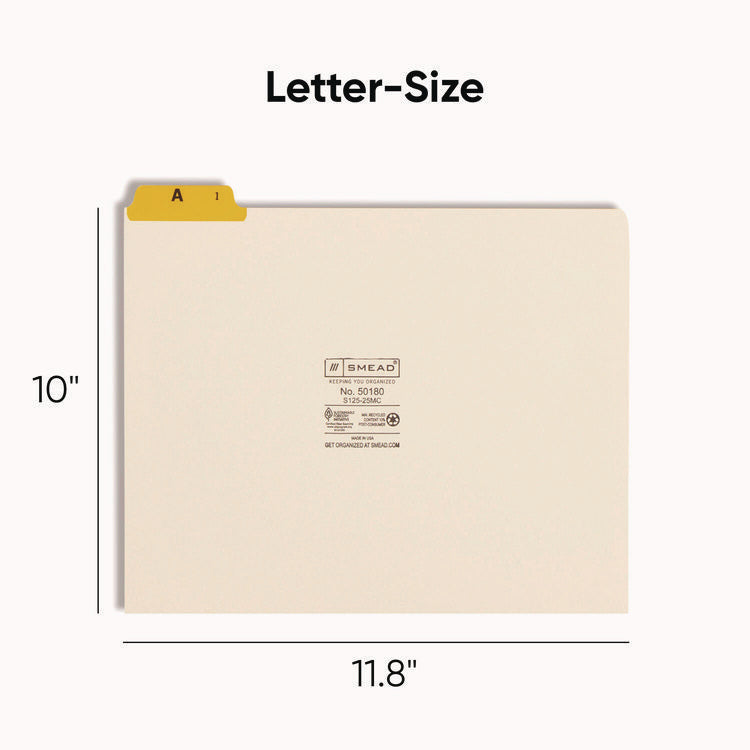 Alphabetic Top Tab Indexed File Guide Set, 1/5-Cut Top Tab, A To Z, 8.5 X 11, Manila, 25/set