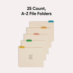 Alphabetic Top Tab Indexed File Guide Set, 1/5-Cut Top Tab, A To Z, 8.5 X 11, Manila, 25/set
