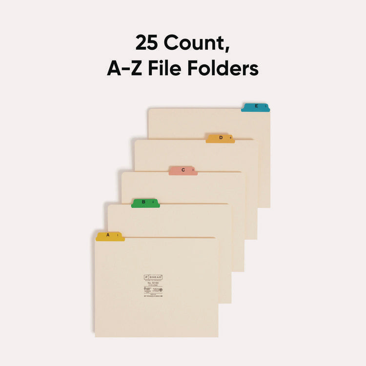 Alphabetic Top Tab Indexed File Guide Set, 1/5-Cut Top Tab, A To Z, 8.5 X 11, Manila, 25/set