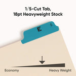 Alphabetic Top Tab Indexed File Guide Set, 1/5-Cut Top Tab, A To Z, 8.5 X 11, Manila, 25/set