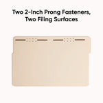 Top Tab Fastener Folders, 1/3-Cut Tabs: Assorted, 0.75" Expansion, 2 Fasteners, Letter Size, Manila Exterior, 50/Box