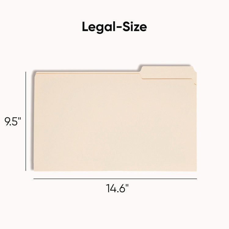 Manila File Folders, 1/3-Cut Tabs: Assorted, Legal Size, 0.75" Expansion, Manila, 100/Box