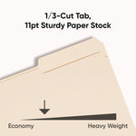 Manila File Folders, 1/3-Cut Tabs: Assorted, Legal Size, 0.75" Expansion, Manila, 100/Box