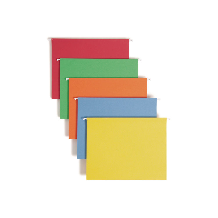 Colored Hanging File Folders with 1/5 Cut Tabs, Letter Size, 1/5-Cut Tabs, Assorted Bright Colors, 25/Box