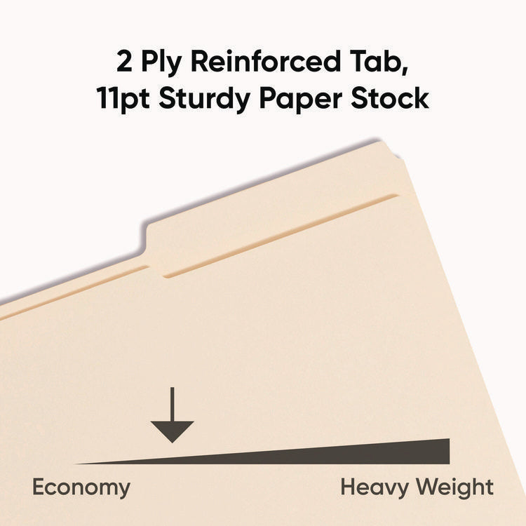 Top Tab Fastener Folders, 1/3-Cut Tabs: Assorted, 0.75" Expansion, 2 Fasteners, Legal Size, Manila Exterior, 50/Box