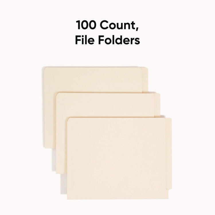 Heavyweight Manila End Tab Folders, 9.5" High Front, Straight Tabs, Letter Size, 0.75" Expansion, Manila, 100/Box