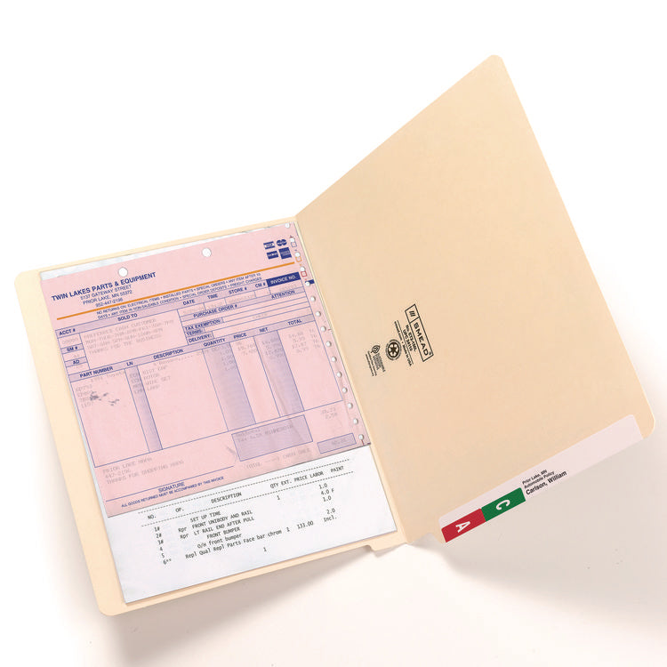 Heavyweight Manila End Tab Folders, 9.5" High Front, Straight Tabs, Letter Size, 0.75" Expansion, Manila, 100/Box