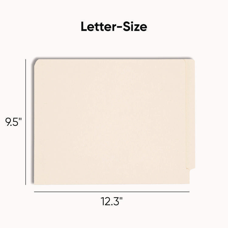 End Tab Fastener Folders with Reinforced Straight Tabs, 11-pt Manila, 2 Fasteners, Letter Size, Manila Exterior, 50/Box