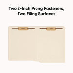 End Tab Fastener Folders with Reinforced Straight Tabs, 11-pt Manila, 2 Fasteners, Letter Size, Manila Exterior, 50/Box