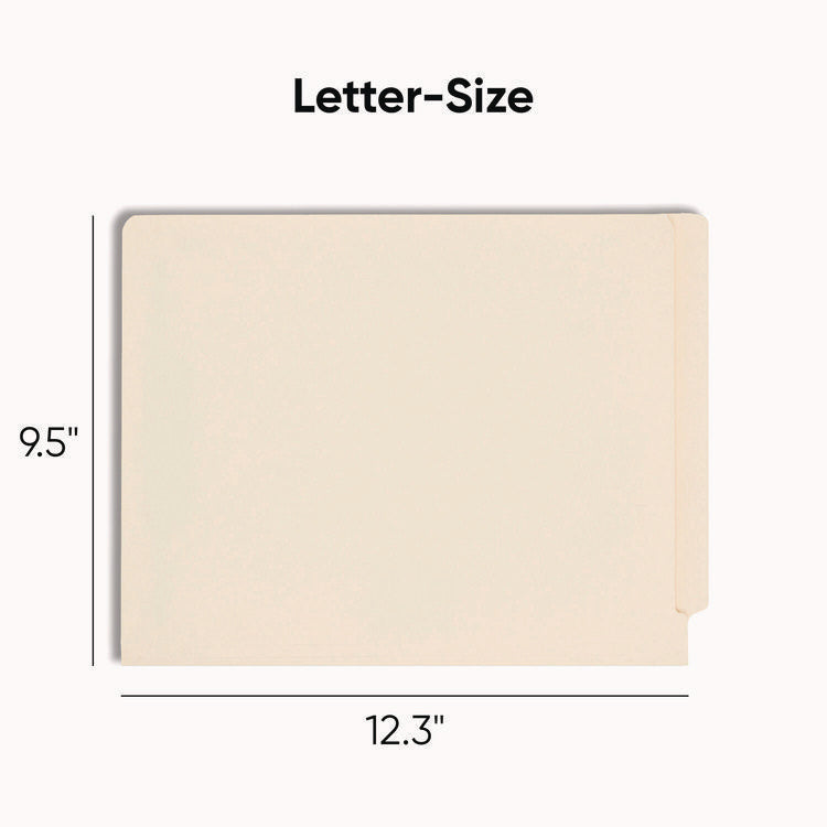 End Tab Fastener Folders with Reinforced Straight Tabs, 11-pt Manila, 2 Fasteners, Letter Size, Manila Exterior, 250/Box
