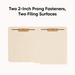 End Tab Fastener Folders with Reinforced Straight Tabs, 11-pt Manila, 2 Fasteners, Letter Size, Manila Exterior, 250/Box
