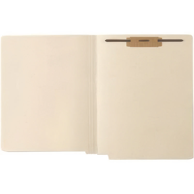 End Tab Fastener File Folder, Embossed Labeling Lines, 0.75" Expansion, 1 Fastener, Letter Size, Manila Exterior, 250/Box