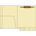 Heavy-Duty Slash Pocket End Tab Fastener Folders, 1 Fastener, Letter Size, Manila Exterior, 50/Box