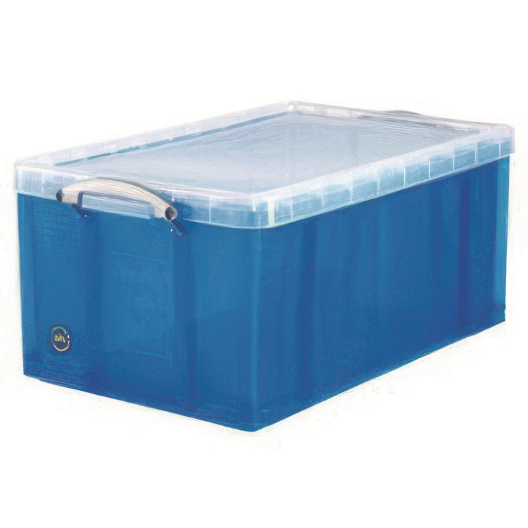 Snap-Lid Storage Bin, 16.9 Gal, 17.31" X 28" X 12.25", Transparent Blue