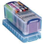 Snap-Lid Cd/dvd Storage Bin, 1.72 Gal, 7.13" X 17.25" X 6.25", Clear/blue