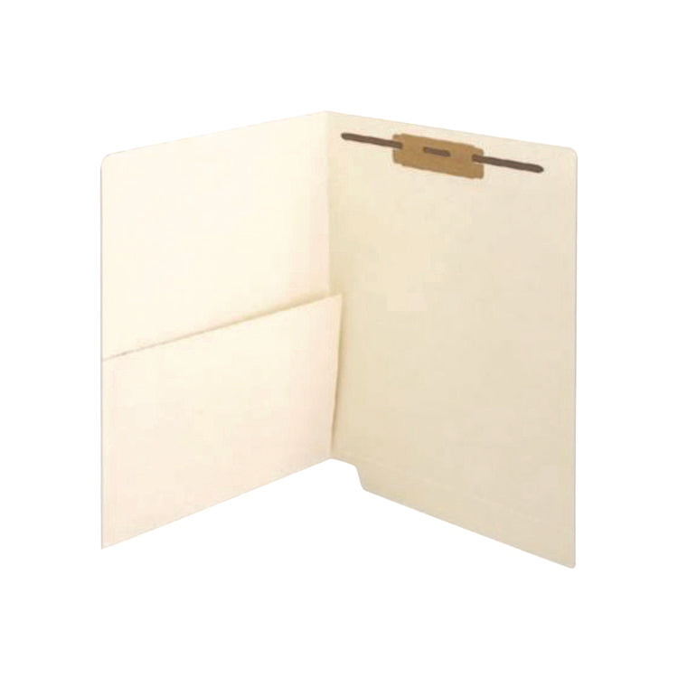 Slash Pocket End Tab Fastener Folders, 0.75" Expansion, 1 Fastener, Letter Size, Manila Exterior, 50/Box