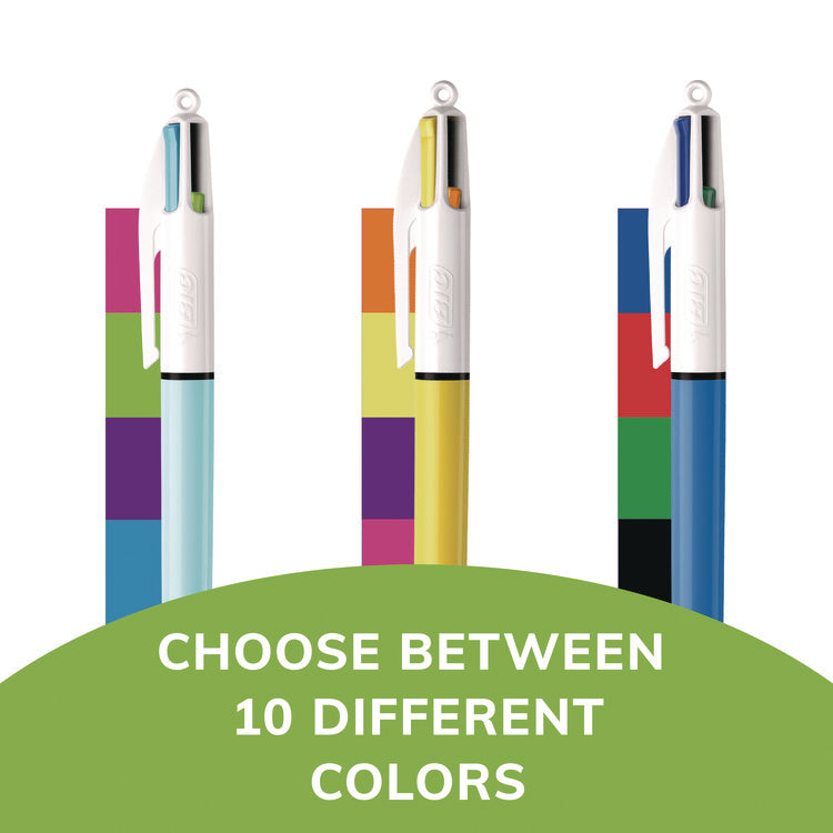 4-Color Multi-Color Ballpoint Pen, Retractable, Medium 1 mm, Assorted Ink and Barrel Colors, 3/Pack