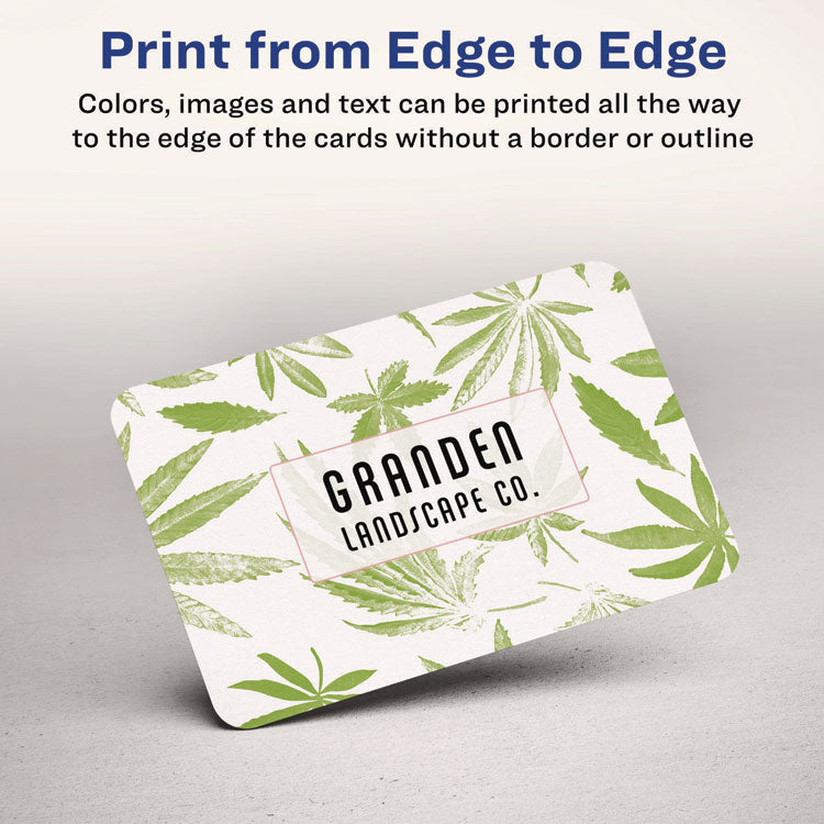 Round Corner Print-To-The-Edge Business Cards, Inkjet, 2 X 3.5, White, 160 Cards, 8 Cards/sheet, 20 Sheets/pack