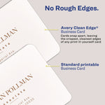 Round Corner Print-To-The-Edge Business Cards, Inkjet, 2 X 3.5, White, 160 Cards, 8 Cards/sheet, 20 Sheets/pack
