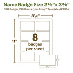 Ecofriendly Adhesive Name Badge Labels, 3.38 X 2.33, White, 160/box