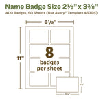 Ecofriendly Adhesive Name Badge Labels, 3.38 X 2.33, White, 400/box