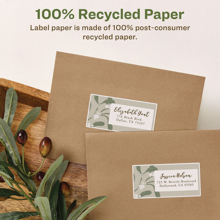 Ecofriendly Mailing Labels, Inkjet/laser Printers, 2 X 4, White, 10/sheet, 100 Sheets/pack