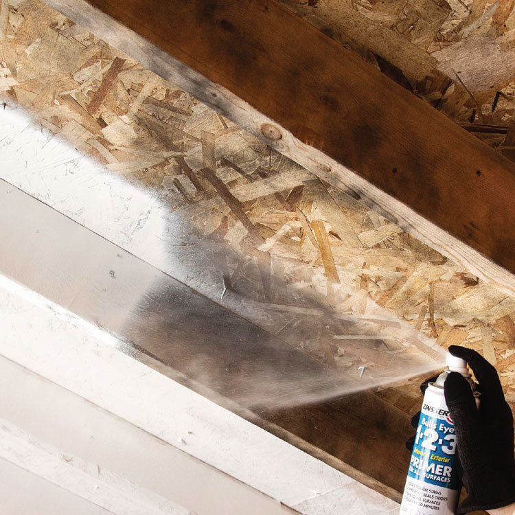 Bulls Eye 1-2-3 Primer Spray, Interior/Exterior, Flat White, 13 oz Aerosol Can, 6/Carton