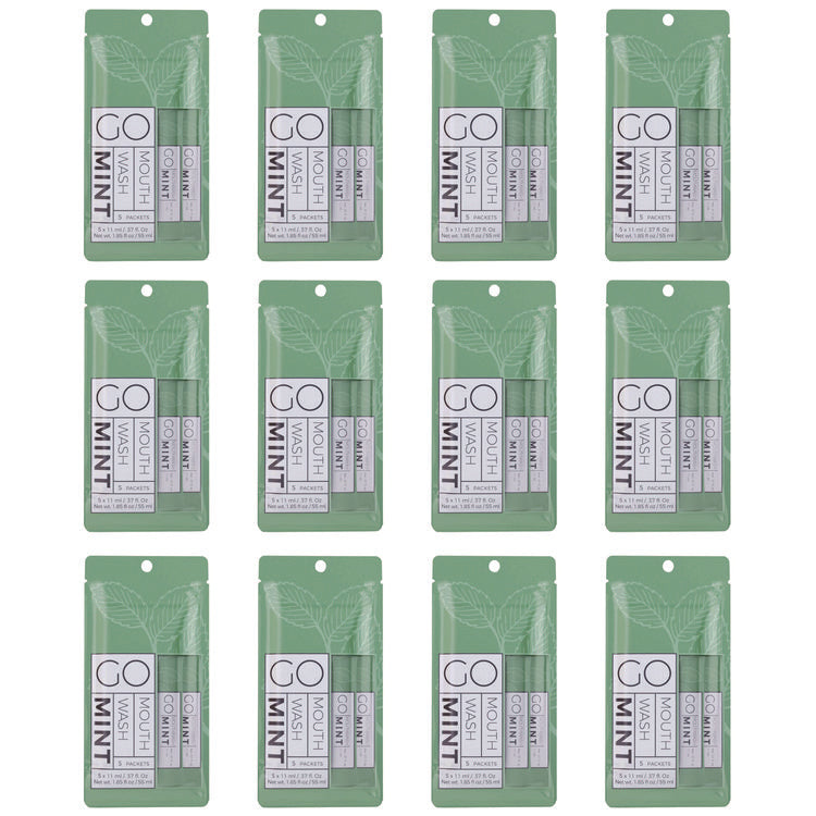 Individual Mouthwash Packets, Mint Flavor, 0.37 oz Packet, 5/Pack, 12 Packs/Box