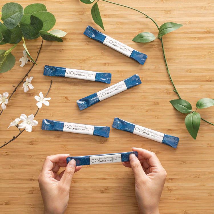 Individual Mouthwash Packets, Bold Mint Flavor, 0.37 Packet, 5/Pack, 12 Packs/Box